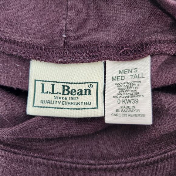 VTG 90s LL Bean Shirt Mens M Burgundy Mock Neck Eclectic Wear Layering Fisherman - Picture 7 of 9
